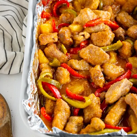 pan of Sweet and Sour Pork Without Gluten