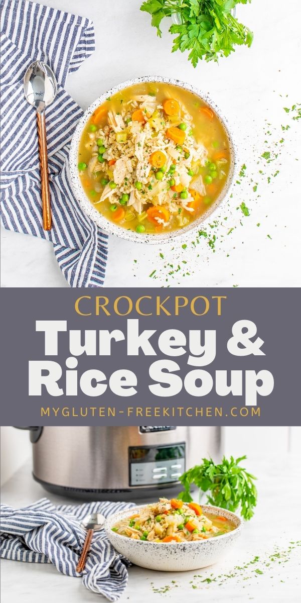 Crockpot Turkey Rice Soup in bowl