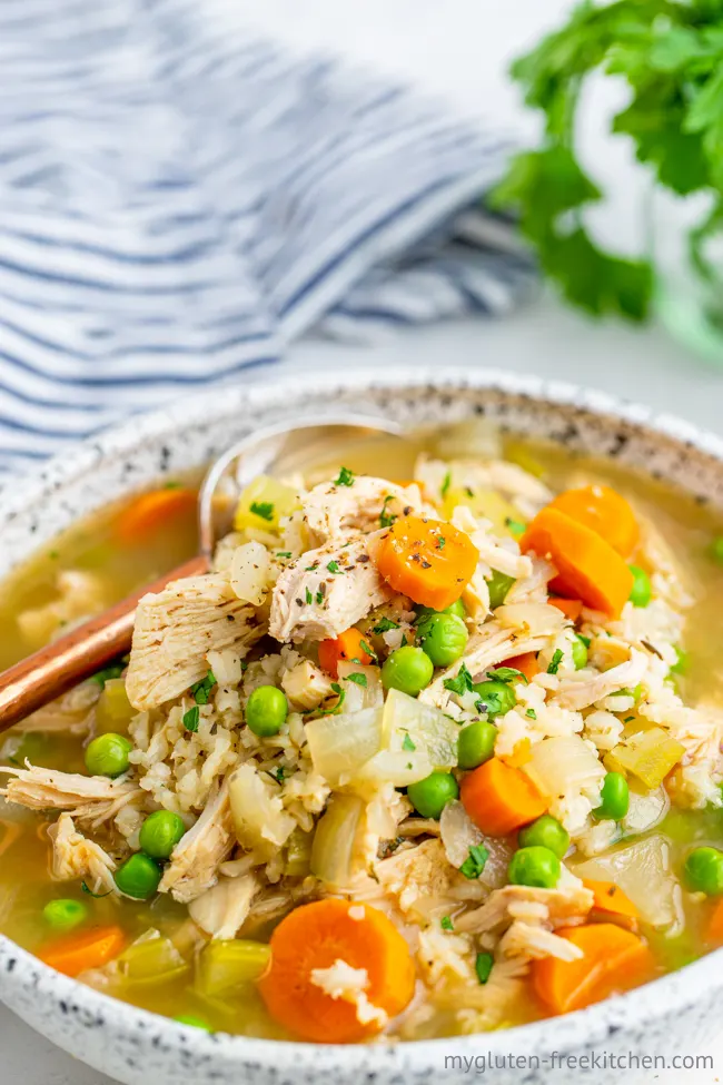 bowl of Gluten-free Turkey and Rice Soup