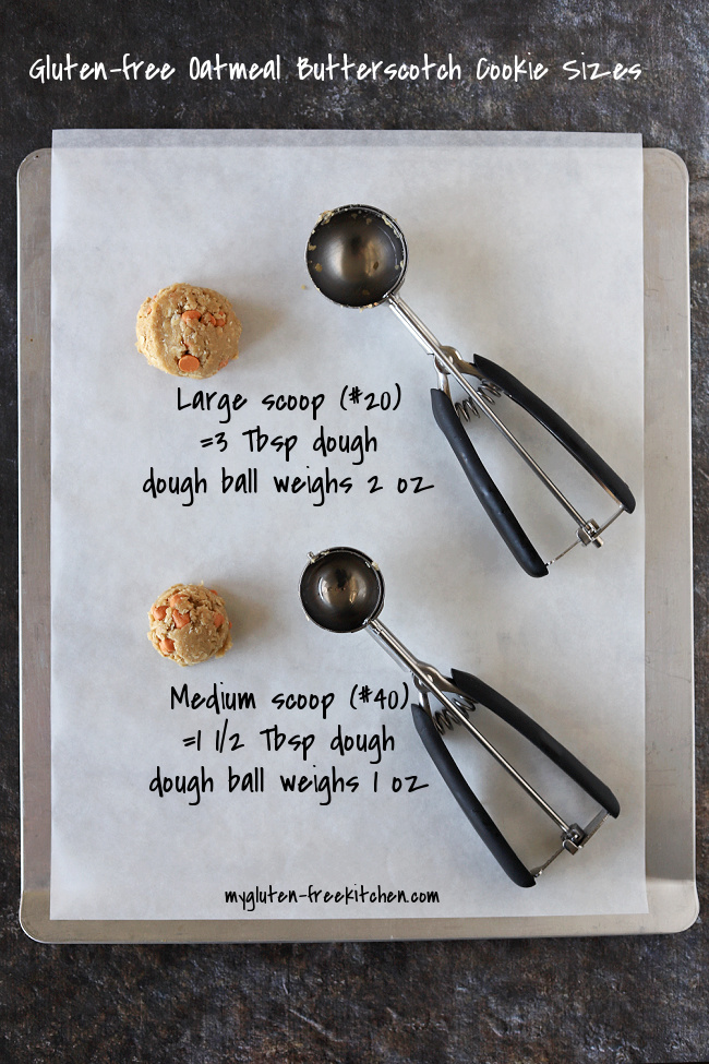 Gluten-free Oatmeal Butterscotch Cookie dough ball sizes