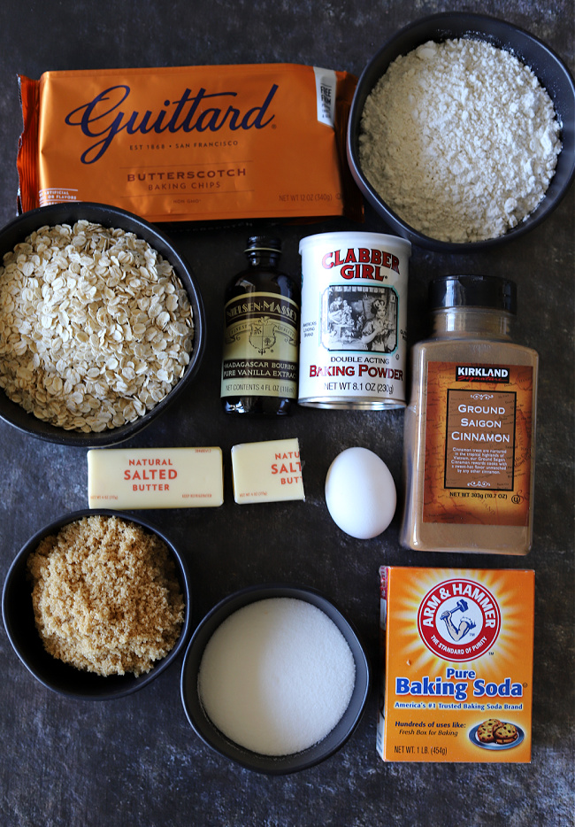 Ingredients for Gluten-free Oatmeal Butterscotch Cookies