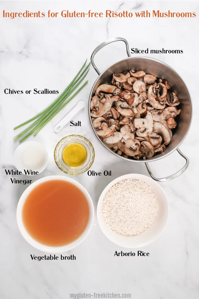 Ingredients for Gluten-free Risotto with Mushrooms
